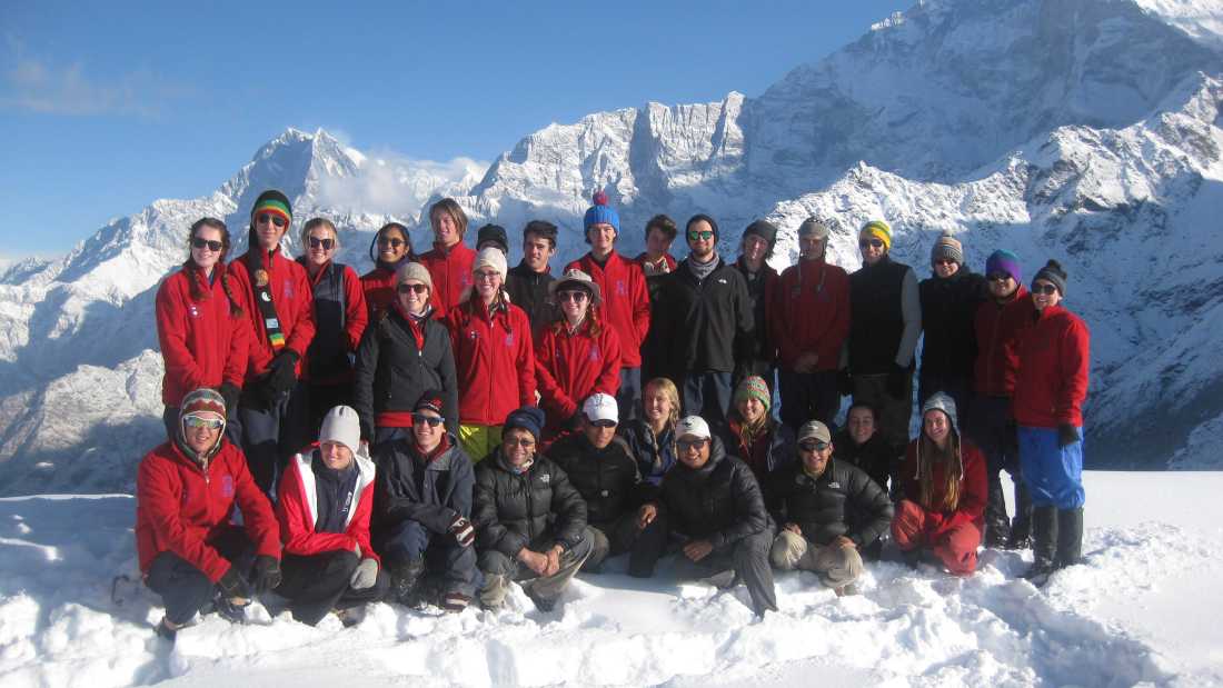Students enjoying the snow and views at Kopra Ridge