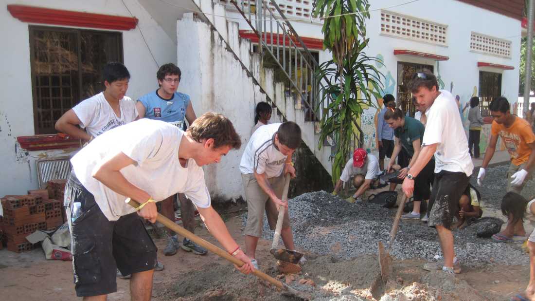 Students working on a Community Project in Vietnam